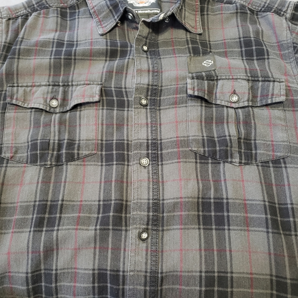 HARLEY-DAVIDSON Plaid Collar Button down shirt XL - Picture 4 of 8